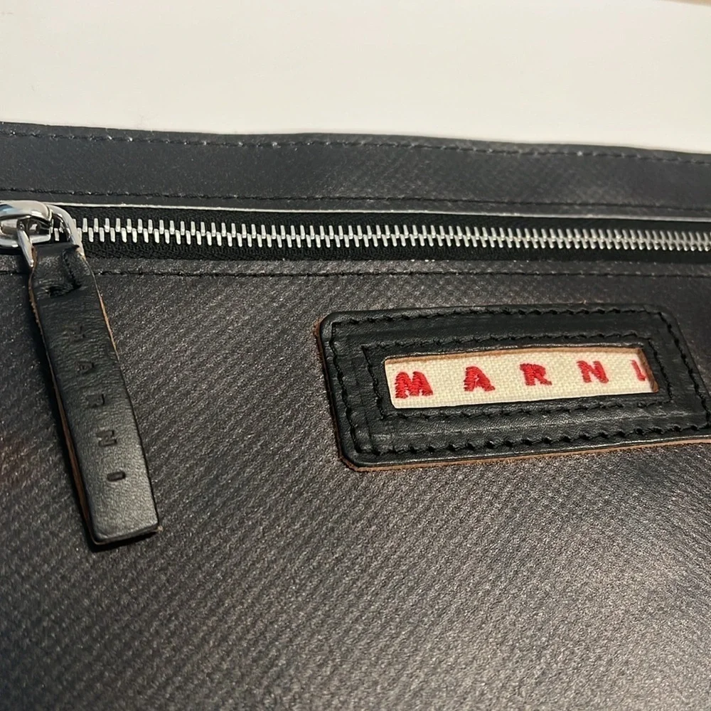 Marni Zip Flat Leatherette Zip Pouch Clutch Bag